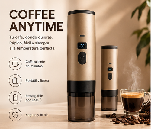 CoffeNow - tu cafe donde quieras, portatil y recargable por USB-C